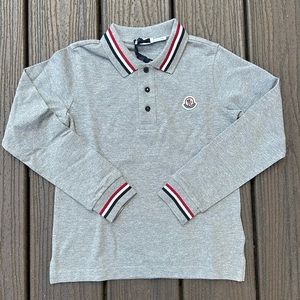 NWT Boy’s Moncler long sleeve Maglia Polo Manica size 8 Gray